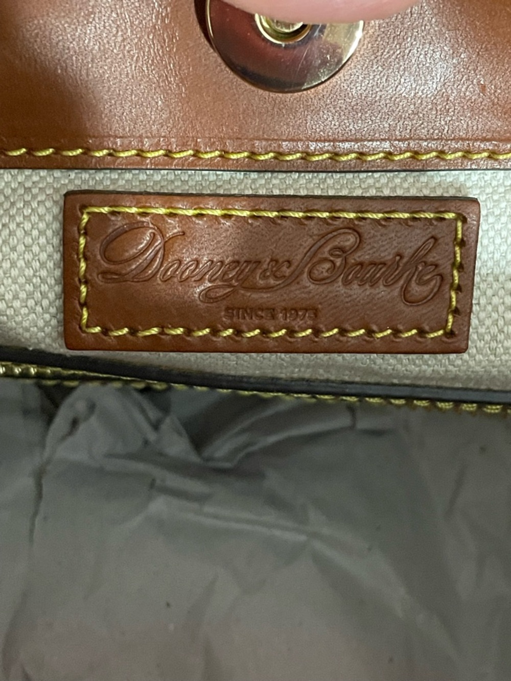 Dooney & Bourke Cream Tote with Tan DB Logo and Trim - Picture 5 of 7